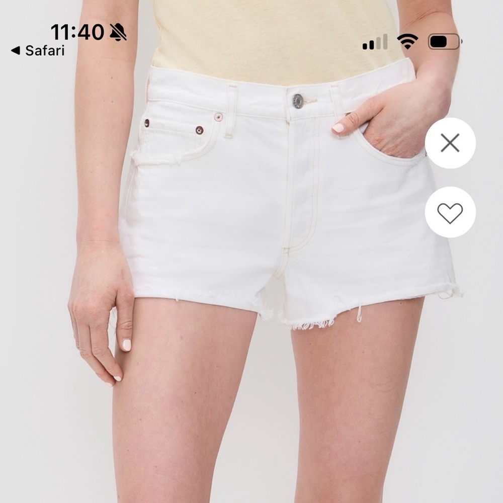 Agolde White Parker Frayed Hem Denim Cutoff Shorts